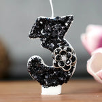 bougies chiffres paillettes noires festives anniversaire mariage décoratives numérotation festive