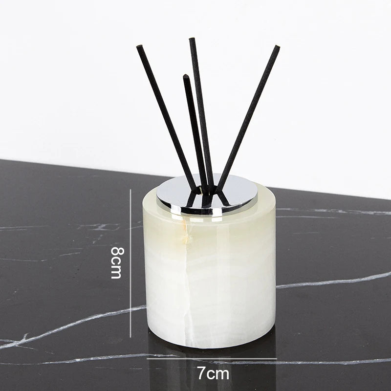 ensemble salle bain marbre onyx blanc distributeur savon porte brosse dents plateau luxe