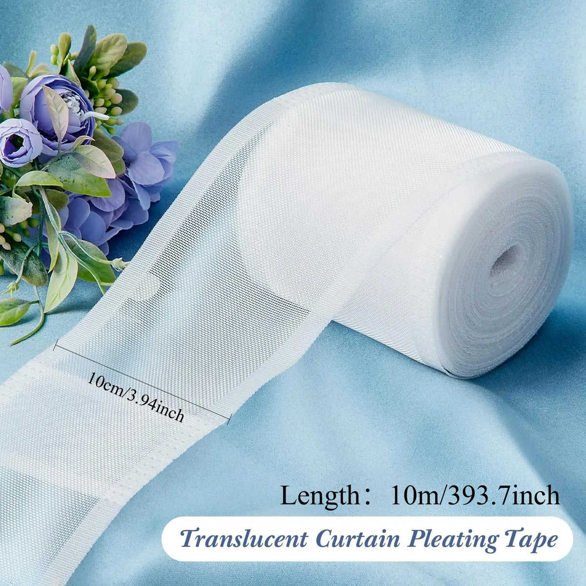 ruban plis polyester blanc translucide moderne 10m adhésif rideaux couture plissage