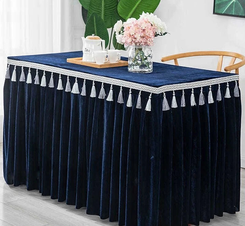 jupe table velours rouge blanc vert foncé gris violet classique réutilisable maison mariage banquet