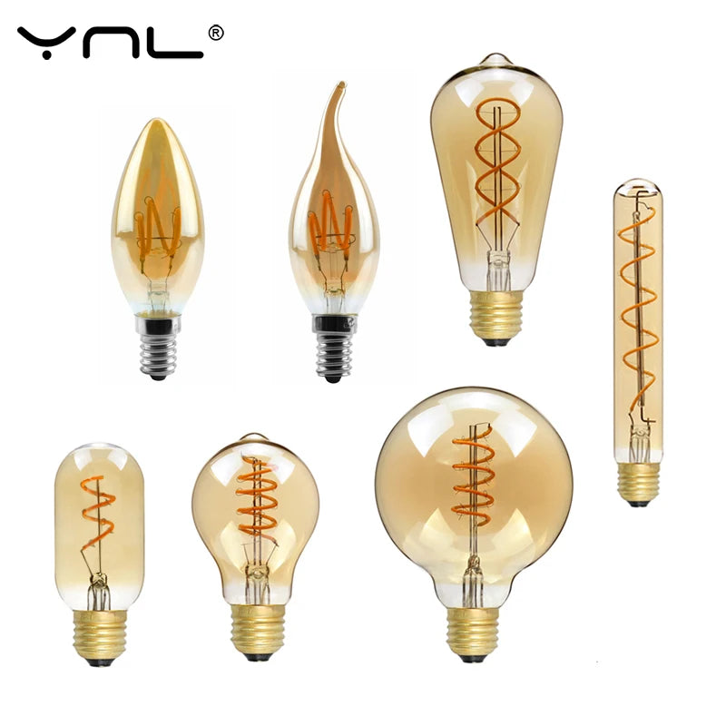 ampoules led spirale dorée vintage écolaire e27 220v 50000h 250 lumens doré translucent