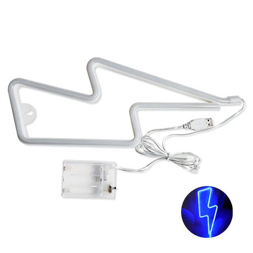 lampe néon foudre blanc moderne batterie usb deux modes opacité fixations camping événement