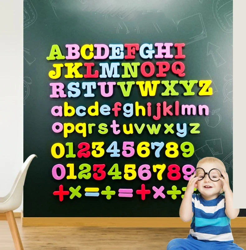 aimants tableau noir lettres chiffres symboles mathématiques 3d violet vert rouge bleu jaune rose