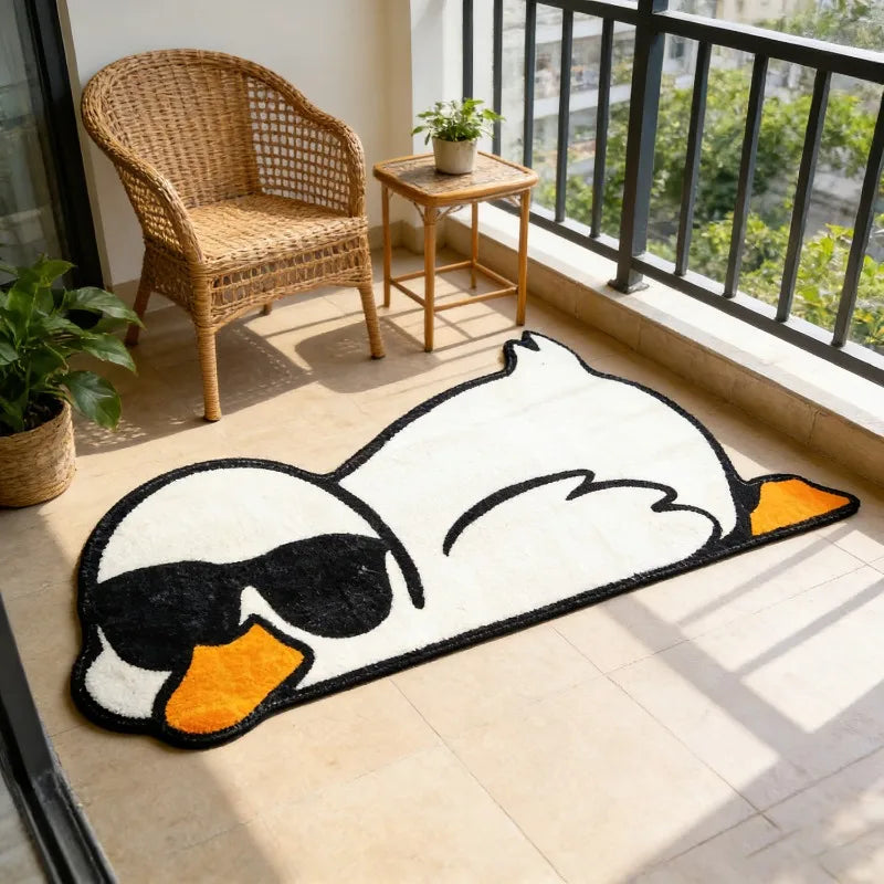 tapis cartoon canard lunettes blanc orange sol maison imperméable antidérapant résistant