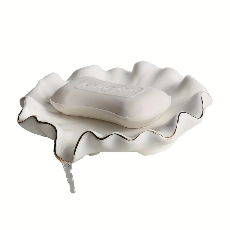 assiette savon blanc coquillage relief moderne salle bains facile nettoyer durable élégant original