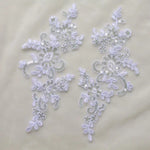 patchs tissu brodé appliques dentelle motif floral rouge bleu doré