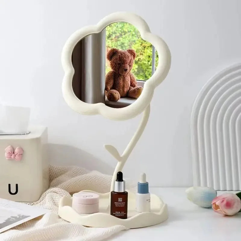 miroirs table décoratifs fleurs rose blanc jaune tulipes marguerites lisses mat kawaii chambre