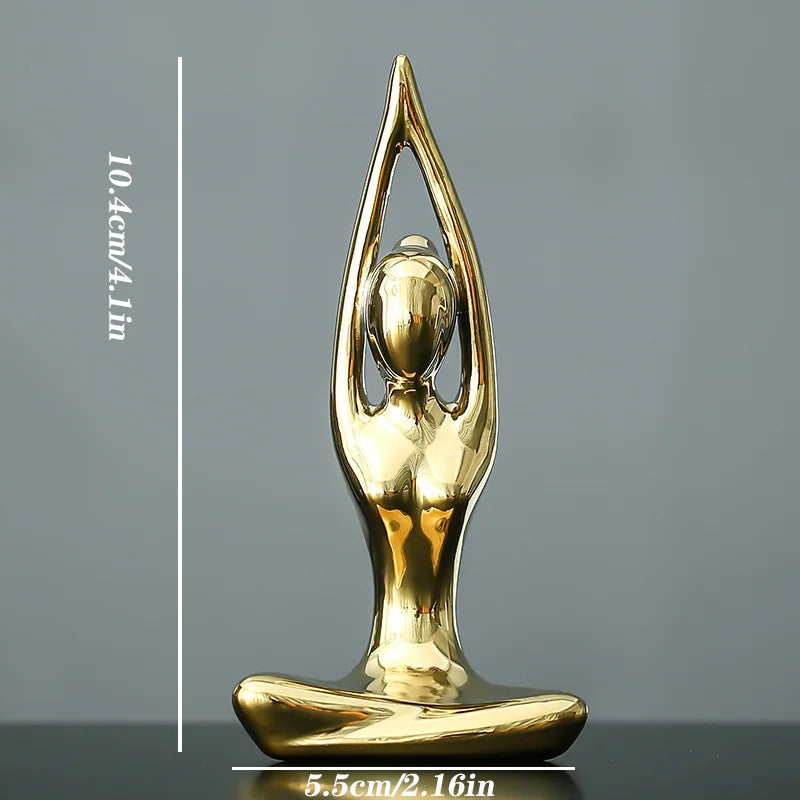 statues yoga abstraites modernes or blancs décor maison studio yoga cadeaux minimalistes