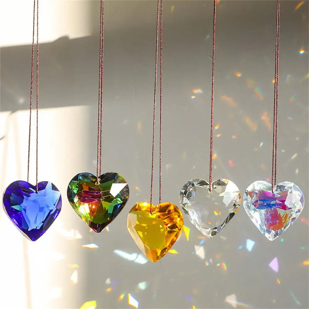 boule cristal transparente facettée décorative attrape soleil prisme arc ciel suspension maison