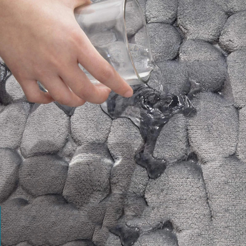 tapis bain antidérapant gris clair galets texture moderne 40x60cm couloir salle douche