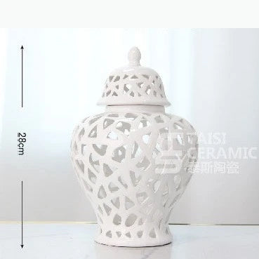 vase moderne or blanc argent réseau géométrique élégant poignée couvercle