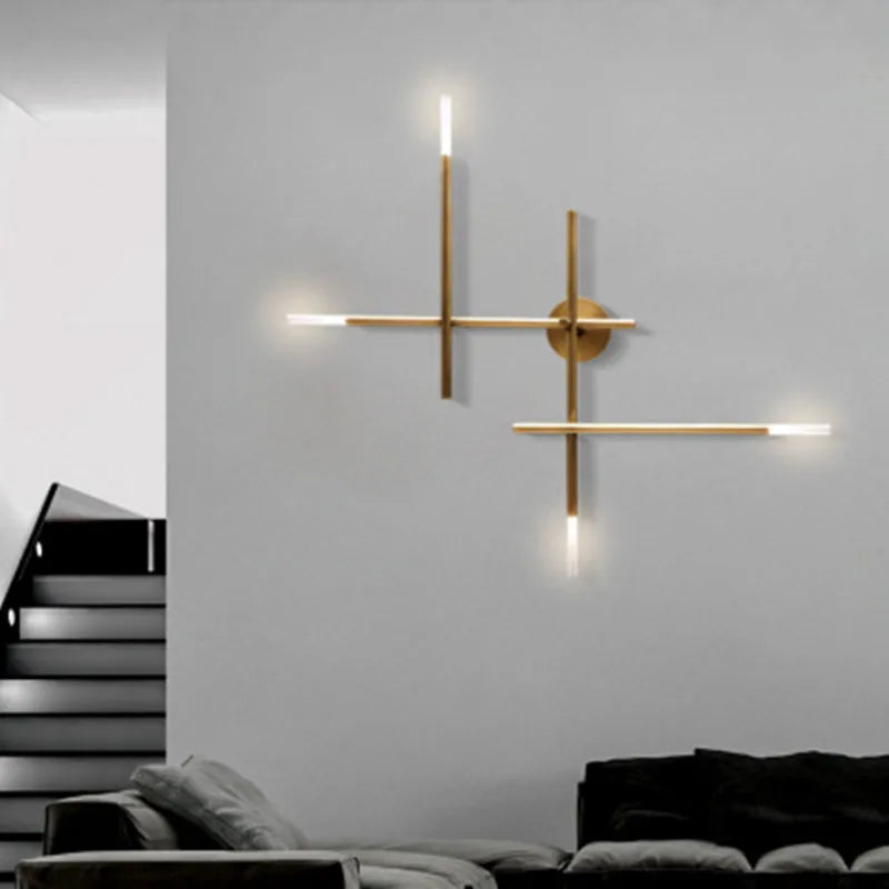 applique murale moderne minimaliste noir doré croix led étude chambre salle manger