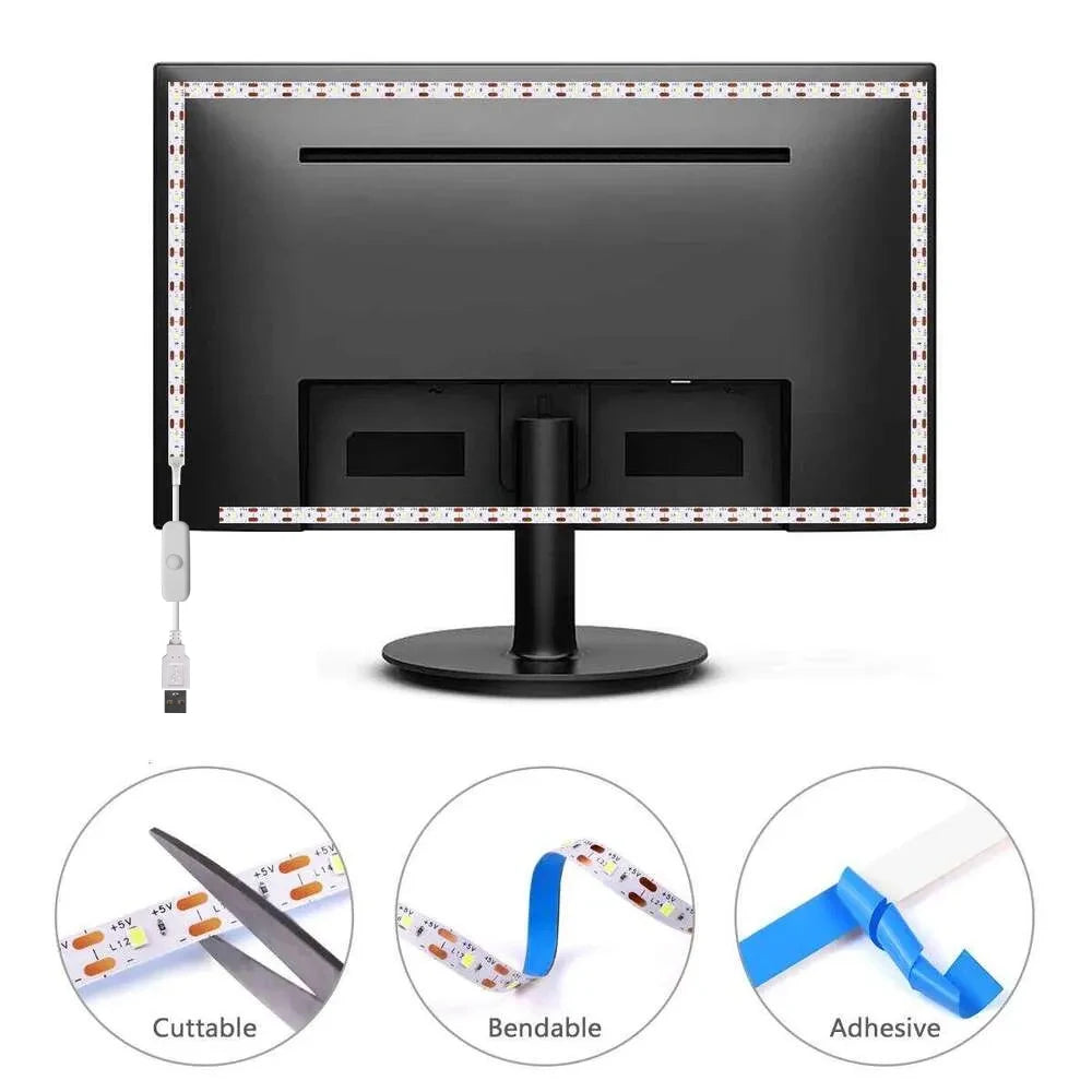 ruban led flexible blanc moderne interrupteur connecteur usb adhésif éclairage cuisine décoration chambre salon