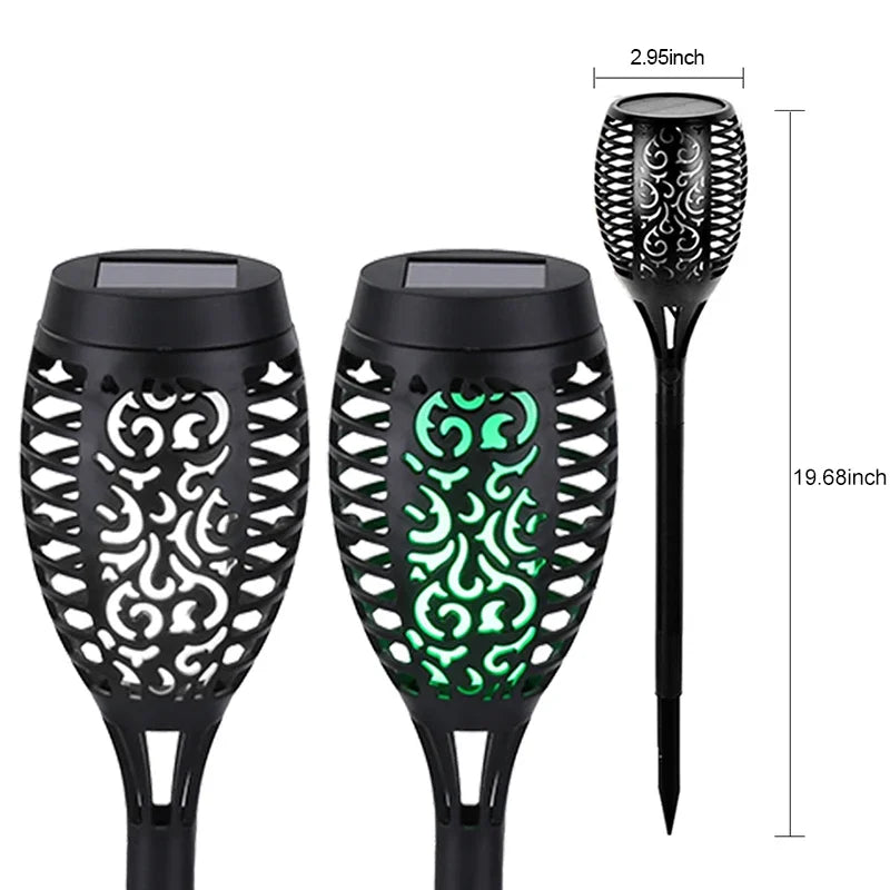 lumière solaire flamme moderne noire ornementale fixée piquet patio extérieur