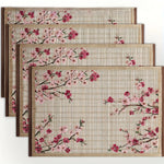 tapis table moderne fleurs cerisier texture bambou printemps saint valentin beige rose