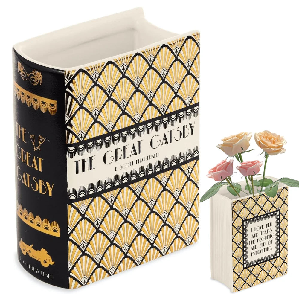 Vase livre céramique noir et or sur étagère