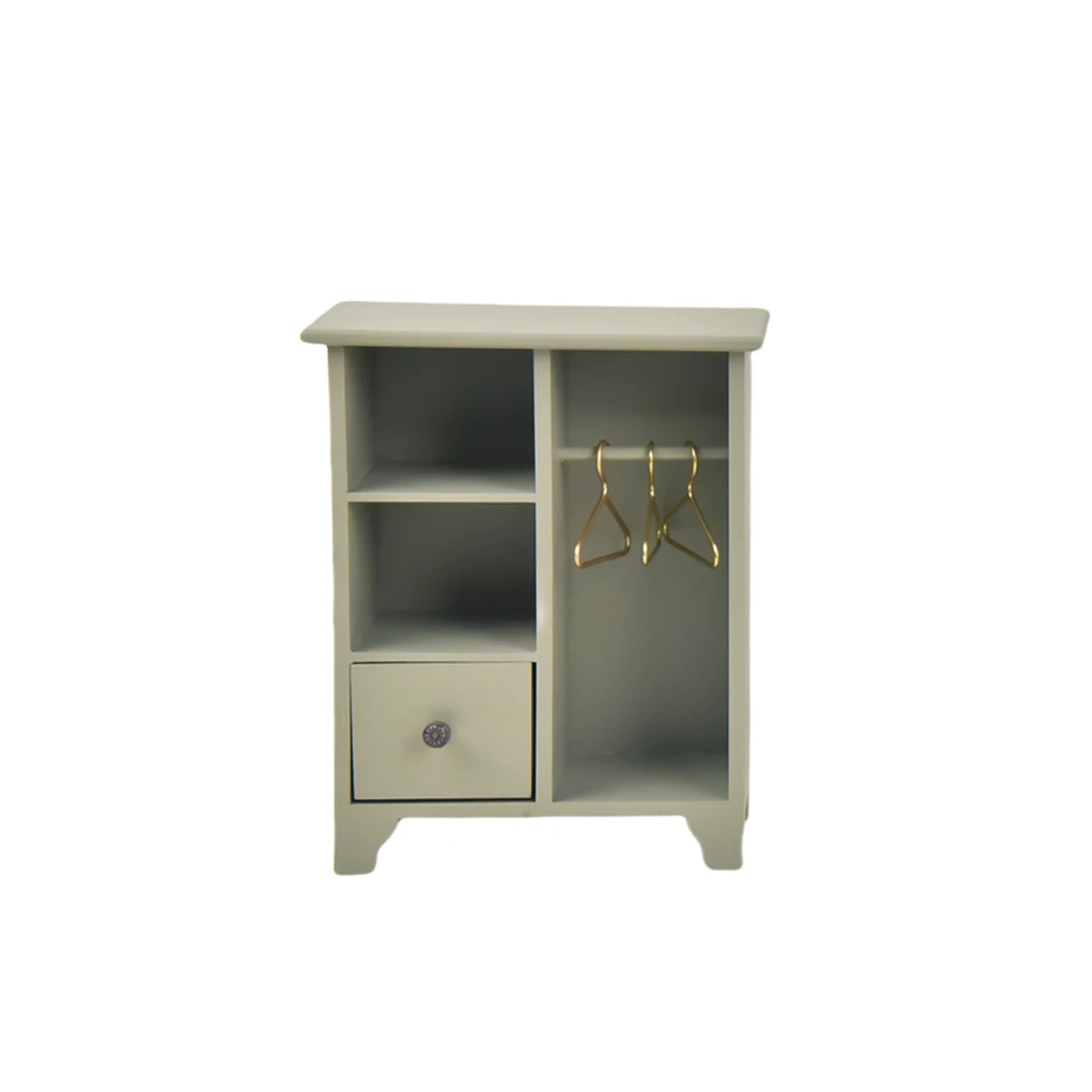 meuble miniature bois rose beige gris poupée rustique vêtements animaux