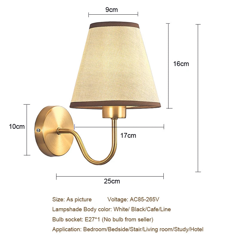 lampe murale tissu or moderne sans ampoule facile éclairage quotidien chambre salle bain
