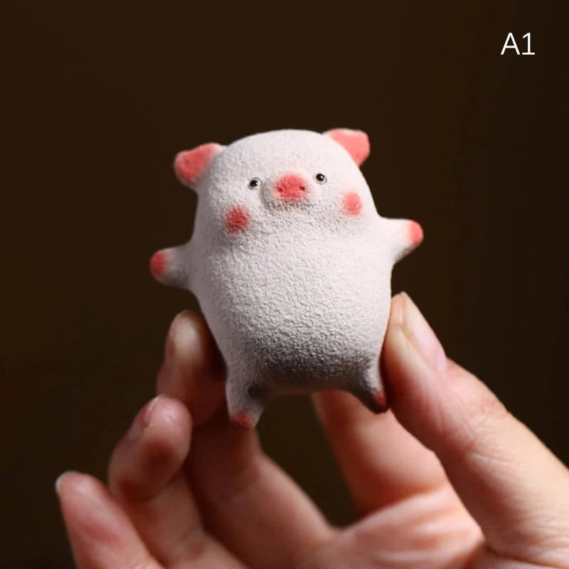 figurine kawaii cochon rose blanche céramique tasse thé décoration maison collectible