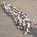 tapis table décoration mariage violet rose blanc fleurs artificielles romantique champêtre élégantextérieur anniversaire