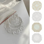 serviettes table brodées dentelle beige blanc classiques maison fête mariage