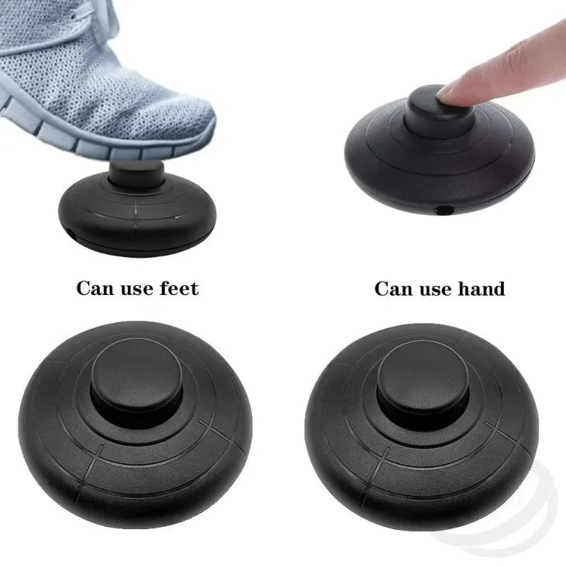 interrupteur pédalier noir moderne lampe pied surface texturée minimaliste visserie ressort métallique