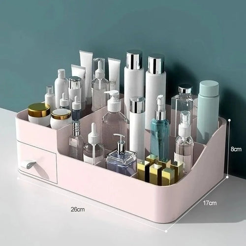 organisateur boîtes rangement tiroirs cosmétiques moderne rose clair plat réutilisable fonctionnel étudiant chambre