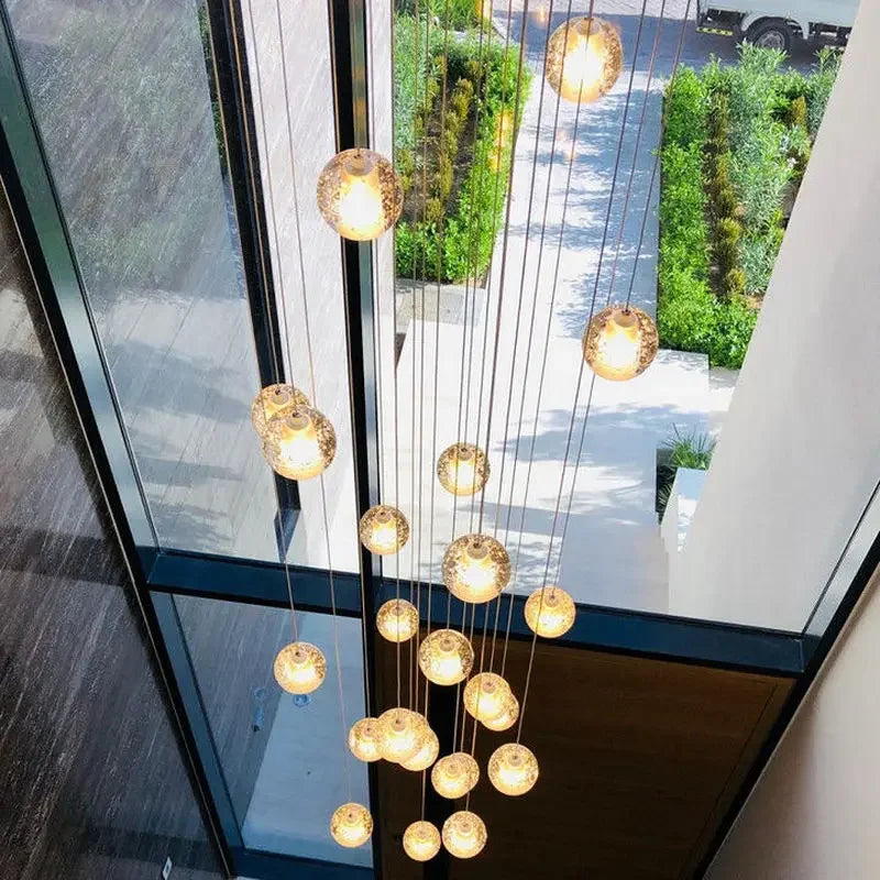 suspension lumineuse moderne cristal transparentes argentées 25 lumières