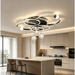 suspension moderne luminaire led or blanc noir cristaux incrustés contemporain anneaux pendants