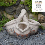 pots fleurs vintage gris motifs géométriques rustiques plantes artificielles cour jardin decoration