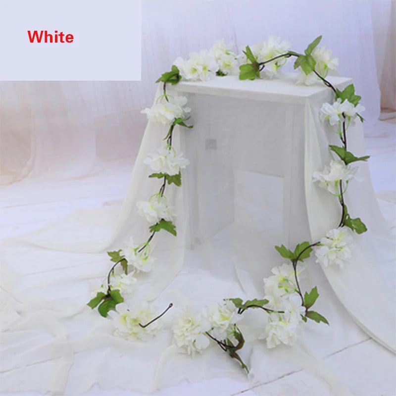 guirlande fleurs artificielles mariage rose clair blanc décoratif intérieur romantique 1.8m 135 têtes