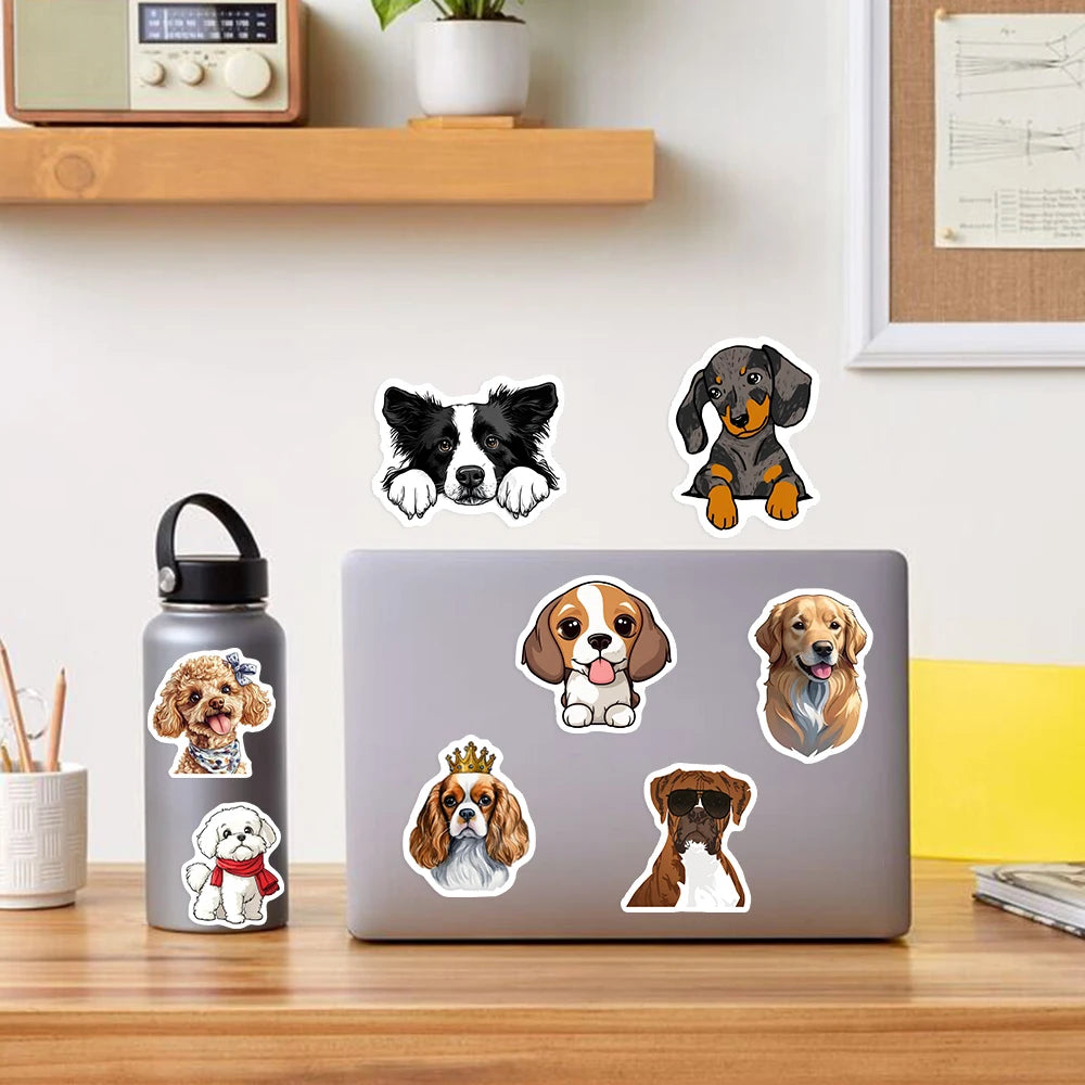 stickers chiens dessin animé multi couleur adhésifs imperméables modernes scrapbook journal portable téléphone