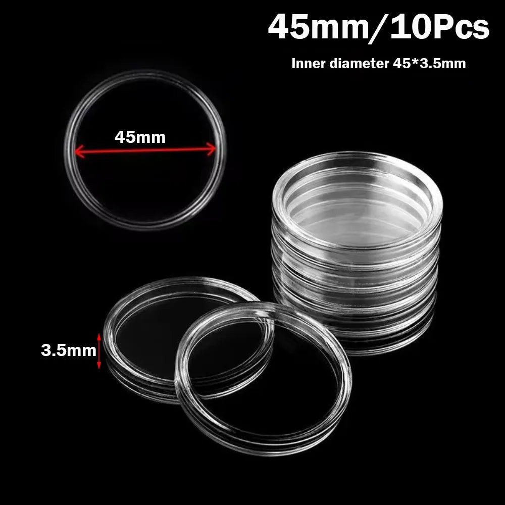boîtes rangement pièces transparentes rondes modernes 20mm 25mm 27mm 30mm 35mm 40mm 45mm 50mm