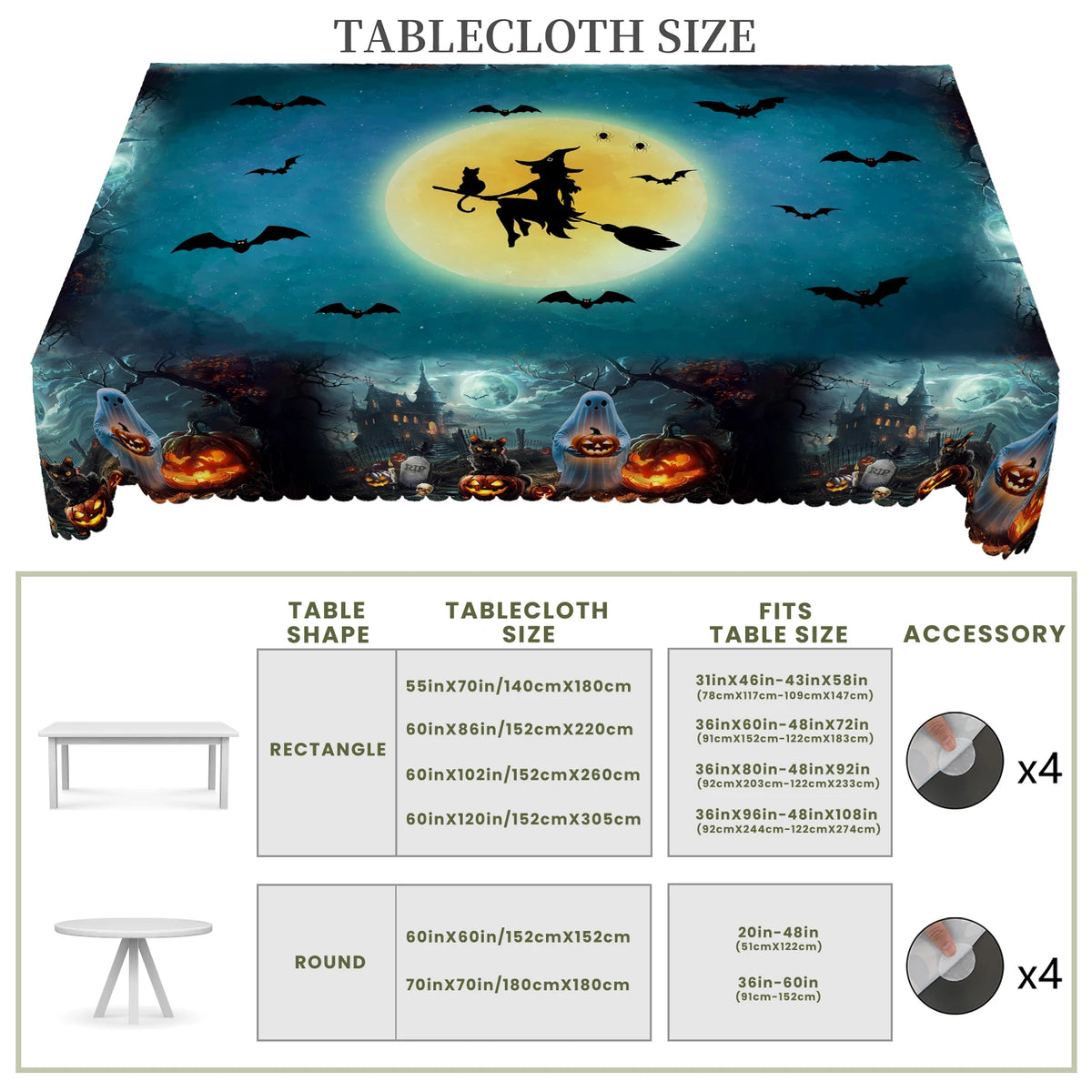 nappe halloween citrouille fantôme bleu noir orange réutilisable imperméable machine festiveextérieur table mariage
