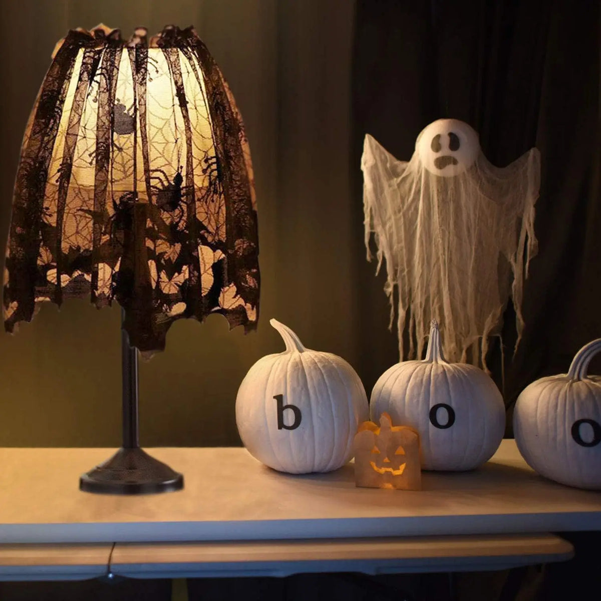 rideau halloween araignées toile araignée motifs floraux noir translucide gothique décoration fenêtre