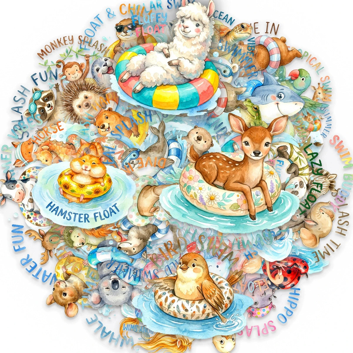 autocollants animaux dessin animé multicolores adhésifs mignons décoration chambre carnet papeterie DIY