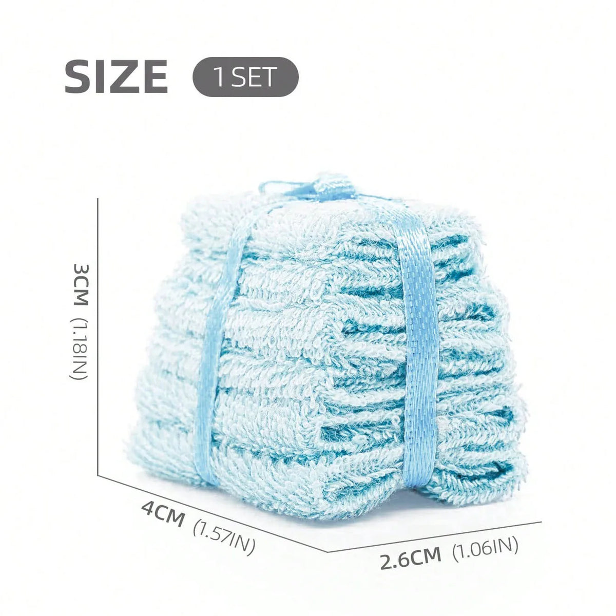 serviettes bain miniature rayées blanc bleu clair opaques ruban