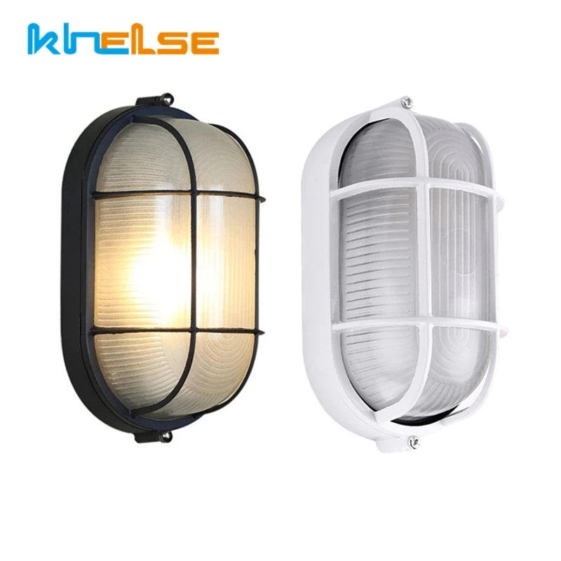 Lampe murale industrielle noir grille métallique éclairage extérieur étanche E27 LED