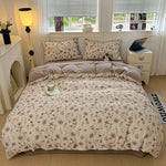 Parure de lit florale vintage housse couette blanche