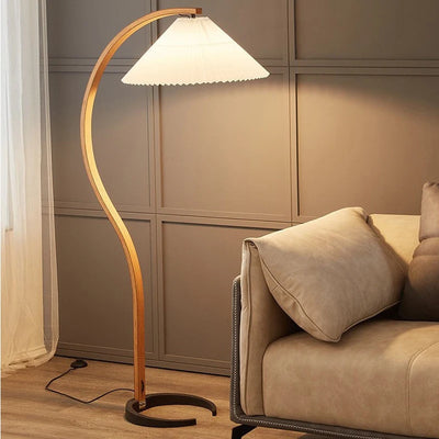 Lampe de sol LED en bois massif design moderne vue de face