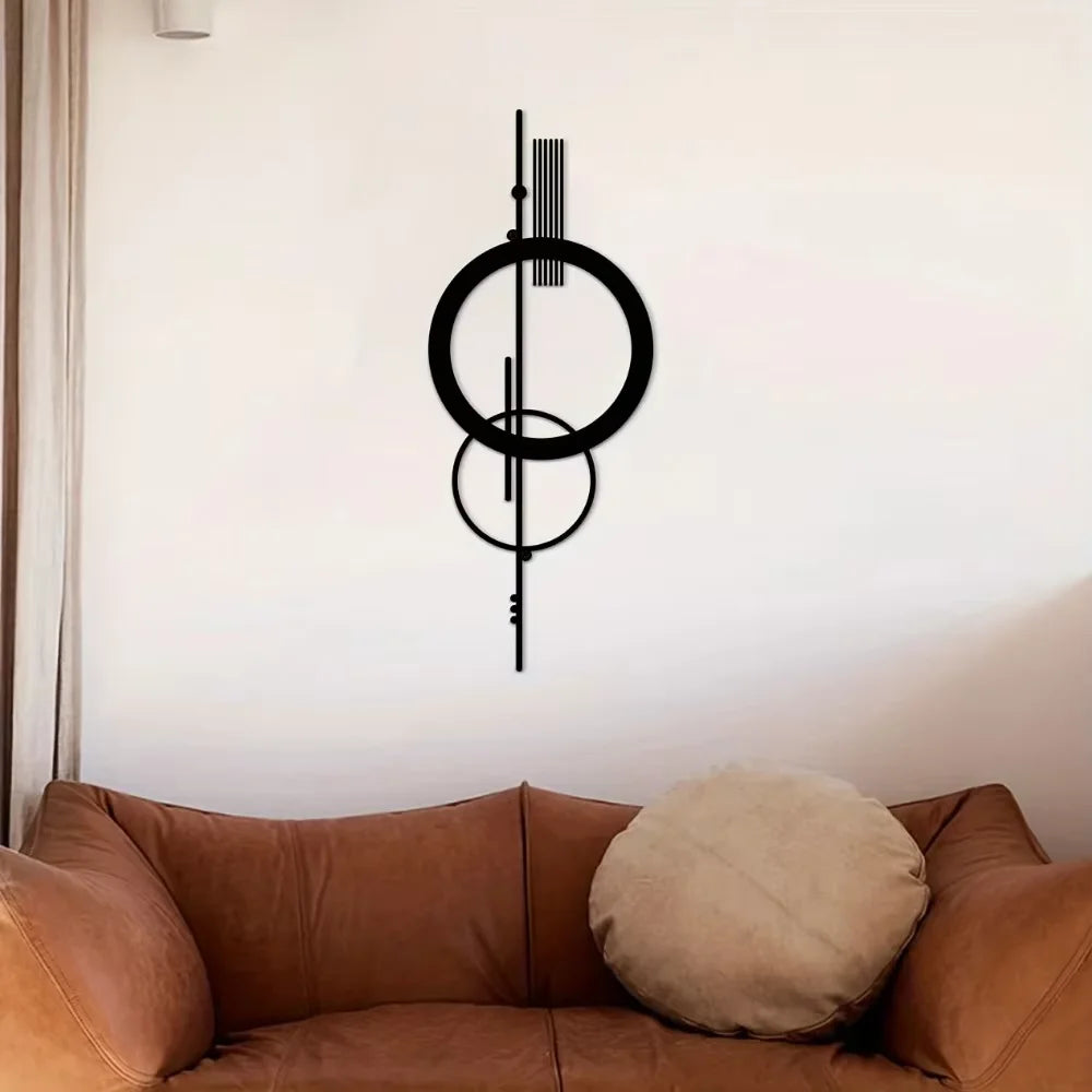 art mural moderne minimaliste noir circulaire géométrique vis fixations salon chambre coucher