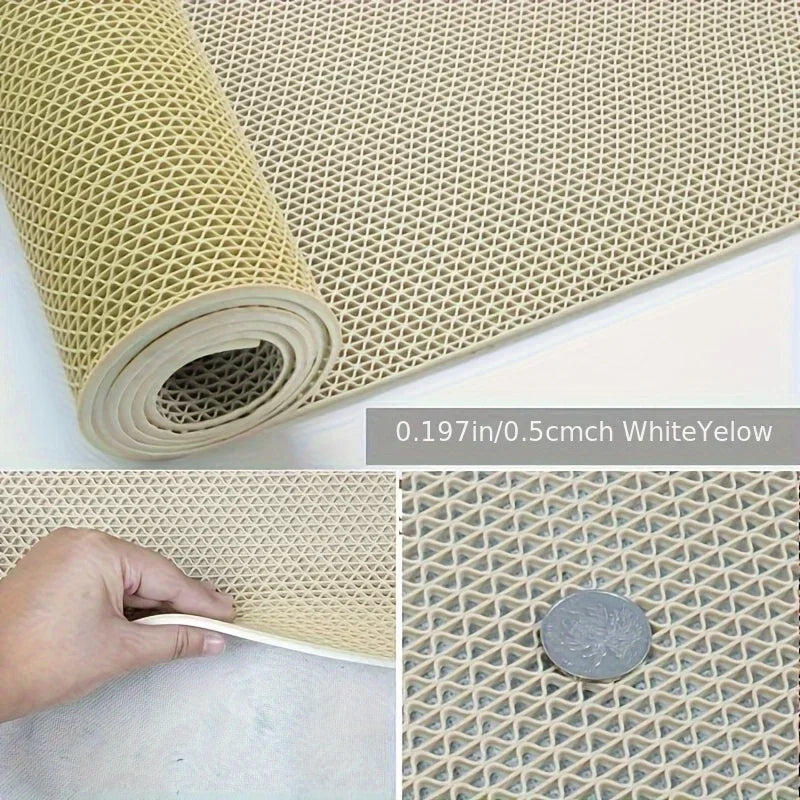 tapis sol salle bain pvc moderne bicolore antidérapant respectueux environnement blanc jaune gris vert