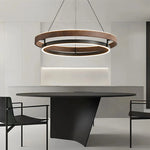 suspension lumineuse moderne noir bois circulaire anneaux superposés cuisine salon restaurant