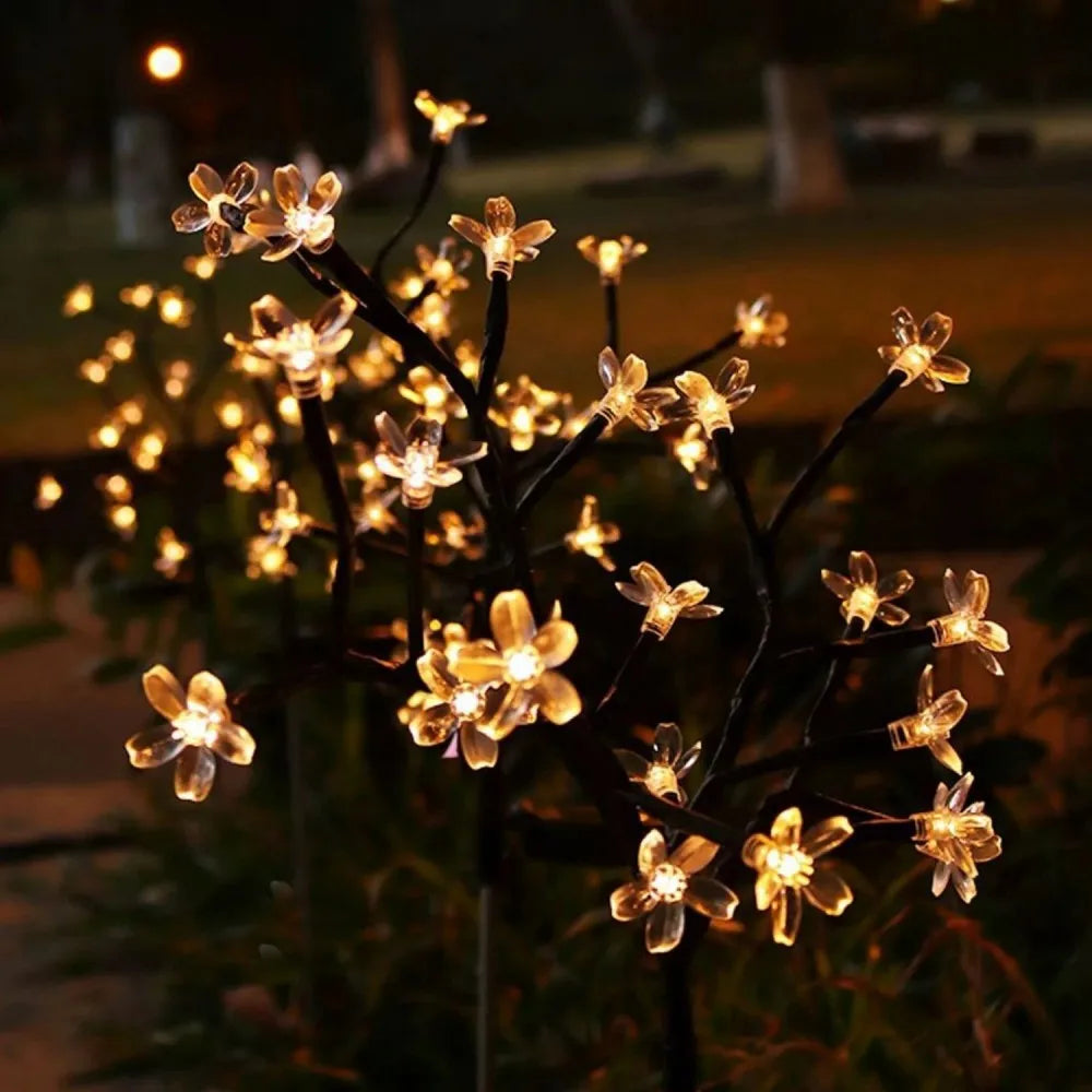 décoration extérieure arbre lumineux fleurs multicolore moderne solaire jardin patio