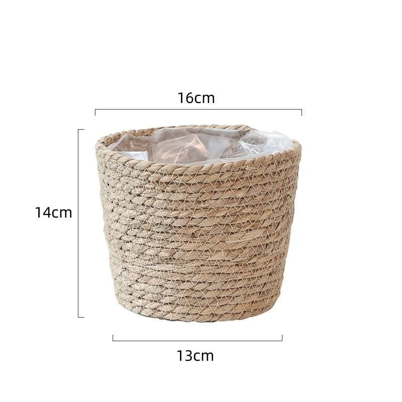 paniers tissés paille rustique boho chic intérieur extérieur stockage fleurs verte naturel