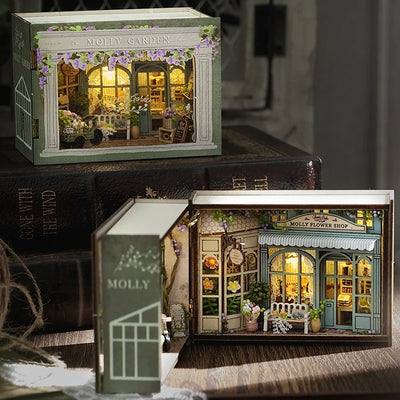 Kit maison de poupée miniature bois avec meubles et LED