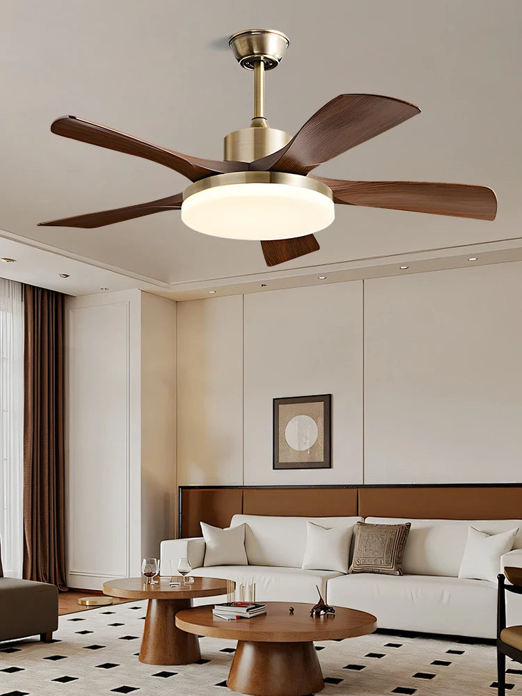 ventilateur marron cuivre moderne led télécommande certification rohs ccc fcc ab