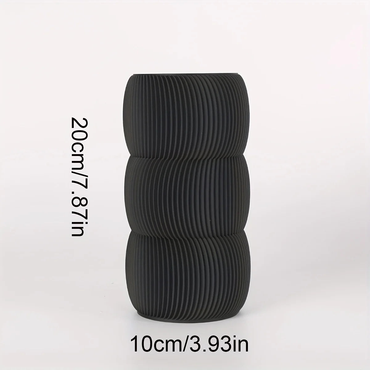 vase moderne plastique noir beige blanc rayures horizontales fleurs séchées decoration maison