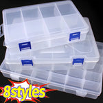 boîtes rangement bijoux transparentes poignées bleues anneau boucles doreilles modernes pratiques