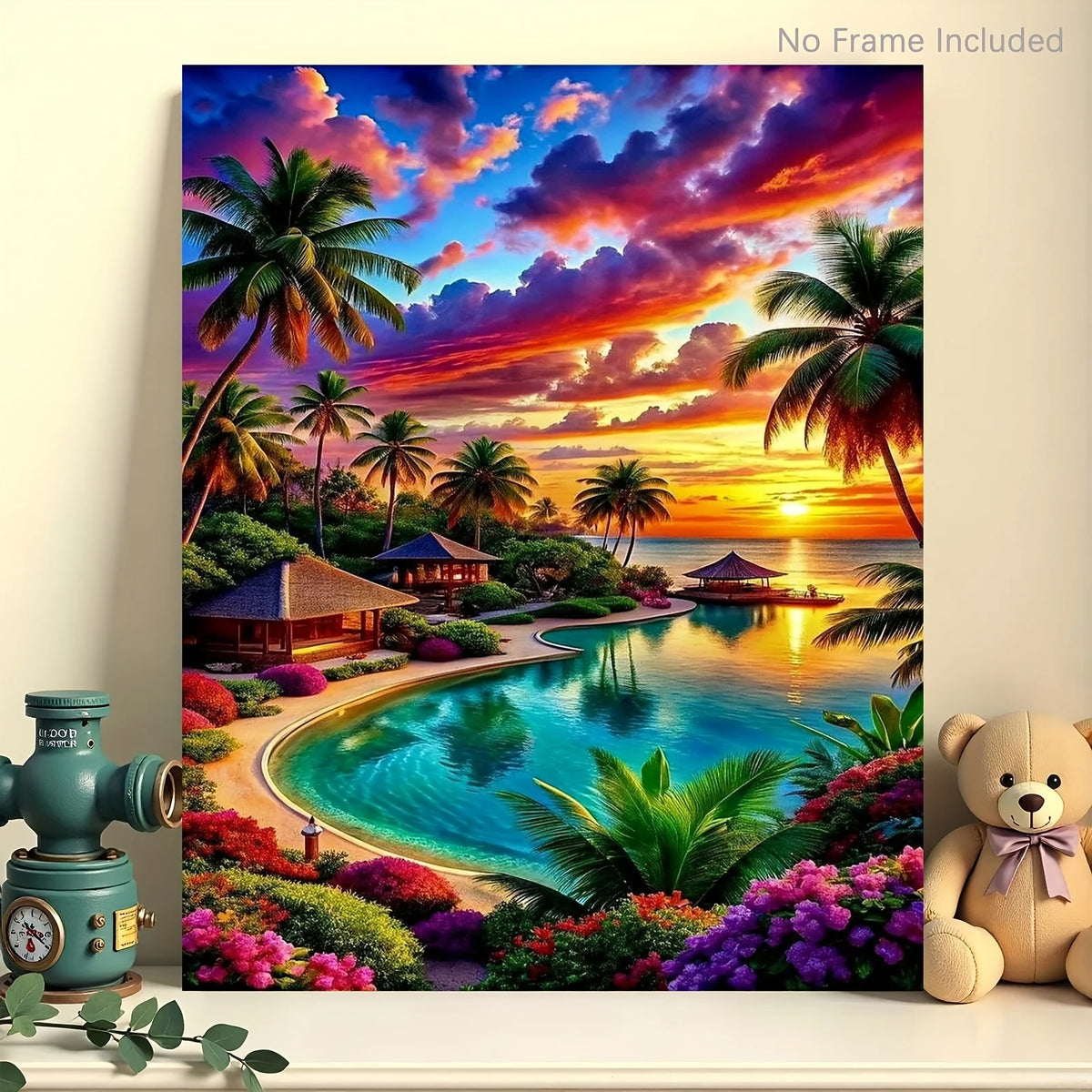 peinture numéros paysage tropical palmiers couchersoleil végétation multicolore adultes français